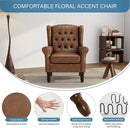 UIXE Faux Leather Accent Chair, High Back Upholstered Armchair for Living Room, Wingback Arm Chair Comfy Single Sofa Bedroom Reading Seat with Solid Wood Legs - Brown by CozyNest Decor