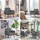 Yaheetech Modern Living Room Chair, Mid-Century Armchair Button Tufted Back and Wood Legs, Vintage Lounge Chair for Bedroom/Home Office/Study, Gray by CozyNest Decor