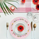 Whaline 4Pcs Round Placemats Spring Flower Embroidered Place Mats Pink Floral Dinner Table Mats for Home Holiday Wedding Bridal Baby Shower Birthday Party Decor by CozyNest Decor