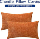 CaliTime Fall Throw Pillow Covers Decorative 12 X 20 Inches Pack of 2 Cozy Chenille Cushion Cases for Couch Sofa Bed Living Room Home Burnt Orange by CozyNest Decor