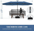 Sundale Outdoor Solar 144 LED 15 ft Patio Umbrella with Sandbag Base Included and Cover, Outdoor Double-Sided Umbrella, Navy by GreenHaven Gardens