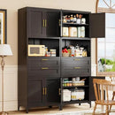 75” Tall Kitchen Pantry Storage Cabinet, Metal Storage Cabinet with 2 Drawers and Adjustable Shelves, Kitchen Pantry Cupboard, Freestanding Cupboard for Bathroom, Living Room(Black) by CozyNest Decor
