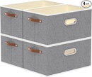 Yawinhe Foldable Storage Baskets for Shelves, Fabric Closet Organizers, Bins with 3 Handles, Cubes for Clothes, Grey, 15''Lx9.8''Wx8.3''H, 4-Pack by TinyTreasures Baby Boutique
