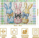 Easter Bunny Placemats Set of 4 Green Blue Pink Yellow Buffalo Plaid Rabbits Floral Bow Place Mats 12x18 Inch Happy Easter Table Mats for Spring Party Kitchen Dining Holiday Decor by CozyNest Decor