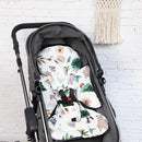 Infant Car Seat Insert and Strap Covers, Very Soft Car Seat Head Support Baby Girl Boy, Reversible Newborn Carseat Insert Cushion Fits for Stroller, Baby Swing, Bouncer (White Animals) by TinyTreasures Baby Boutique