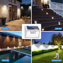 Peasur Solar Powered Lights Outdoor Motion Sensor, 2 Pack 140 LED Fence Light Waterproof, White Frame Security Wall Lighting for Outside Deck Yard Patio House Step by GreenHaven Gardens