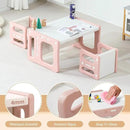 3 in 1 Montessori Weaning Table and 2 Chairs Set, Kids Desk and Chair Set, 2 Height Levels, Toddlers Activity Table for Drawing, Dining, Reading and Playing, Pink by CozyNest Decor