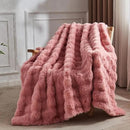 Lotus Karen Faux Fur Throw Blanket Old Pink - Big Bubble Rabbit Fluff Blanket for Couch, Small Fluffy Fuzzy Cozy Blanket, Thick Furry Plush Shaggy Blankets, 50x60 Inches by CozyNest Decor