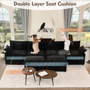 142.5" U Shaped Couch, Modular Sectional Sofa, 3-Seater Comfy Cloud Couch with Movable Ottoman, Deep Seat Couches for Living Room, Chenille, Black by CozyNest Decor
