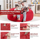 4FT Bean Bag Chair, Large Bean Bag Chairs with Memory Foam Filled, Fluffy Beanbag Sofa with Dutch Velvet Cover, Round BeanBag Chairs for Living Room, Playroom - Red by TinyTreasures Baby Boutique