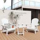WO Home Furniture Adirondack Chair Table Set of 2 PCS Outdoor Folding Chair w Side Table Weather/UV Resistant for Lawn, Garden, Bon Fire, Balcony (White) by GreenHaven Gardens