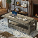Rolanstar Coffee Table, 47.2" Lift Top Coffee Table with Drawers and Hidden Compartment, Retro Central Table with Wooden Lift Tabletop, for Living Room, Washed Oak by CozyNest Decor