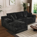 Modular Sectional Sofa Cloud Sectional Couch, 107" Comfy Fluffy L Shaped Light Black Couches for Living Room, Deep Seat Memory Foam Corduroy Boneless Couch Sectionals with Right Facing Chaise Sofa by CozyNest Decor