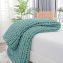 Bigacogo Chunky Knit Throw Blanket for Couch, 40x60 inches, 100% Hand Knitted with Thick Jumbo Chenille Yarn, Cozy Soft Large Rope Knot Cable Crochet Blankets for Sofa Bed Living Room, Light Teal by CozyNest Decor