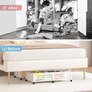 Under Bed Storage with Wheels-Large Bamboo Underbed storage Containers with Large Dust Bag Stackable Under the Bed Shoe Storage Bins for Clothes Books Bedding (2 Packs White, 33.07"L×16.54"W× 6.5"H) by CozyNest Decor