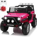 24V 4WD Ride on Truck Car w/800W Motors, Gift Flower, Remote Control, 2 Seaters, Light Bar, 3 Speeds, Pop Music, Power Four Wheels, 24 Volt Ride on Toy Car for Big Kids, Rose Red by TinyTreasures Baby Boutique
