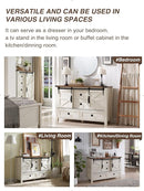 T4TREAM Farmhouse Dresser for Bedroom w/4 Drawers & Sliding Barn Doors, 48'' Wide Chest of Drawers, Rustic Dresser TV Stand w/Shelf, Organizer for Bedroom, Living Room, Entryway, Antique White by TinyTreasures Baby Boutique