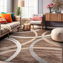 Rugshop Modern Wavy Circles Design Area Rug 8'8" x 12' Brown by TinyTreasures Baby Boutique