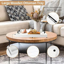 Coffee Table Tray - Large Ottoman Tray for Living Room - Wood Serving Tray with Handles(2 Sets) - Wooden Tray for Coffee Table, 4 Round Coasters Included, White by CozyNest Decor