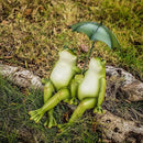 Couple Frogs Outdoor Statue - Frogs Decor Resin Happy Couple Hold an Umbrella Garden Statue Frog Garden Décor for Patio Yard Lawn Porch Gardening Décor 8.5" x 11" x 6.5" by GreenHaven Gardens