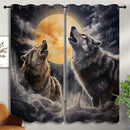 Fantasy Wolf Blackout Curtains for Boys Girl Bedroom Decor,Full Moon Starry Sky Wildlife Retro Thermal Insulated Grommet Drapes Darkening Window Curtain for Living Room Home 72x63 inch by TinyTreasures Baby Boutique