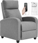 BestMassage | Recliner Chair | with 2 Point Massage Function | Textile Grey | with Lumbar Support, Adjustable Push Back, Footrest & Padded Seat | Easy Assembly | for Living Room, Home Theatre by CozyNest Decor