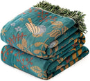 MSGKV Boho Throw Blanket Cotton Blanket for Couch and Sofa Cover for Living Room Summer Throw Cozy Gauze Blanket 50" x 60" by CozyNest Decor