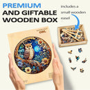 masseruon Wooden Puzzle for Adults-Moonlight Owl, Unique Shaped Jigsaw Puzzles(S, 100pieces, 8.4x8.4in), Beautiful Animal Owl Jigsaw Wood Puzzles Adult, Family Puzzle Game Christmas Birthday Gift by TinyTreasures Baby Boutique