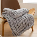 WESHIONGOO Chunky Knit Blanket Throw 40"×40" Knitted Throw Blankets for Couch Bed Fluffy Soft Blanket with Jumbo Chenille Yarn Thick 100% Handmade (Light Grey) by CozyNest Decor