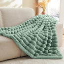 BEDELITE Faux Rabbit Fur Blanket, Luxurious 3D Striped Spring Blanket for Decor & Gift, Soft and Warm Plush Fluffy Faux Fur Throw Blanket All Seasons Suitable, (Sage Green, 50"x 60") by CozyNest Decor