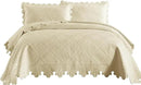 MarCielo 3-Piece 100% Cotton Oversized Bedspread Lightweight Quilt Coverlet Embroidery Farmhouse Bedding Set (Tk Beige Khaki, Oversized King (118"x106")) by CozyNest Decor