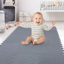 XMTMMD Soft Non-Toxic Foam Baby Play Mat | Toddler Playmat | EVA Foam Interlocking Tiles for Gym, Nursery, Playroom | 18 Squares Foam Floor Mats for Kids & Babies | Gray Jigsaw Puzzle Play Mat by TinyTreasures Baby Boutique