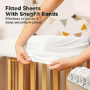 Waterproof Crib Mattress Protector Cover Fitted - 2-Pack Quiet Baby Crib Mattress Pad Sheets, 52" x 28" Soft Quilted Cotton Baby Sheet, Machine Washable, Easy Fit, Durable(Soft White/Mavy) by TinyTreasures Baby Boutique