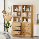 71" Tall Bookshelves Set of 2, Bookcases with Drawers, Bookshelves with Storage, Wooden Bookshelf with 3 Drawers & 3-Tier Open Shelves,Home Decor Furniture for Living Room,Bedroom,Home,Natural by CozyNest Decor