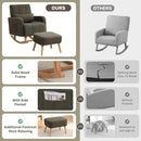 Rocking Chair with Ottoman, Upholstered Nursing Glider Rocker with High Backrest and Side Pocket, Comfy Reading Chair with Solid Wood Legs for Nursery/Living Room/Bedroom Green by TinyTreasures Baby Boutique