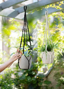 Macrame Plant Hanger Indoor Hanging with Wood Beads Macrame Planters No Tassel for Indoor Outdoor Boho Home Decor 35 Inch (Black,2pcs) by GreenHaven Gardens