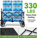 Hikenture Collapsible Wagon Cart, 330lbs Capacity Beach Wagons with Big Wheels for Sand, Heavy Duty Foldable Cart with Brakes, Portable Utility Folding Garden Cart for Outdoor by GreenHaven Gardens