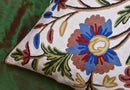Dahlia Floral Pillow Cover - Cream Flower Pillowcase - Outdoor Cushion - Suzani Farmhouse Chair Throw - Traditional Chair Cushions - Hand Embroidered Wool Size - 18x18 by CozyNest Decor