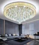 Modern Crystal Large Chandeliers LED Dimmable Flush Mount Ceiling Chandeliers for Living Room High Ceiling Entrance Foyer Bedroom by CozyNest Decor