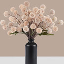 Faux Beige Kiku Flowers 10 Stems & 2 Eucalyptus, Fake Mums Pompon Flower Ball, Autumn Artificial Chrysanthemums Flowers for Boho Bedroom Decor, Silk Mini Faux Kiku Flower Wedding Arrangements Decor by CozyNest Decor