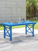 HDPE Outdoor Dining Table, 66.9” Rectangle Patio Dining Table for 6, All-Weather HDPE Outdoor Table with 2.2” Umbrella Hole, HDPE Patio Furniture for Deck, Backyard, Garden, Pool, Sky Blue by CozyNest Decor
