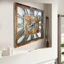 The Gears Clock 24'' Inch Square Real Moving Gear Wall Clock Vintage Industrial Oversized Rustic Farmhouse (Vintage Brown) by CozyNest Decor