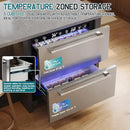 Albott 24 Inch Under Counter Drawer Fridge – Stainless Steel Dual-Zone Beverage Refrigerator with LED Touch Control, Adjustable Storage, Frost-Free, Low Noise, 37℉-50℉, -0.4℉ to 37℉ by CozyNest Decor
