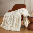JELLYMONI Faux Fur Throw Blanket, White Fuzzy Cozy Plush Bubble Bed Blanket, Thick and Warm King (108" x 90") by CozyNest Decor