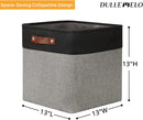 DULLEMELO Storage Bins for Organizing,Closet Storage Baskets for Gift Empty,Large Linen Canvas Storage Bins with Handles for Home Office Toys Shelves(Black&Grey, 13 inch Cube) by TinyTreasures Baby Boutique