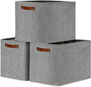 DULLEMELO Large Storage Baskets, 3 Pack Foldable Storage Baskets Bins for Colthes Organizer, Fabric Storage Organizer Baskets for Shelves Closet Nursery Toy Storage(Gray) by TinyTreasures Baby Boutique