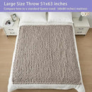 Bigacogo Chunky Knit Throw Blanket for Couch, 51x63 inches, 100% Hand Knitted with Thick Jumbo Chenille Yarn, Cozy Soft Large Rope Knot Cable Crochet Blankets for Sofa Bed Living Room, Taupe by CozyNest Decor