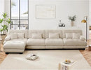 L Shaped Couch Sectional Couch, 4-Seater Cloud Couch Sectional Oversized Couch, Sofa Bed Couch with Round Bolster Armrests 6 Pillows, Modular Couch Home Sofa Living Room Couch by CozyNest Decor