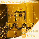 Ollny String Lights Indoor 200LED 60FT, Warm White Connectable Plug in LED Outdoor Light, 8 Modes Waterproof Timer Christmas Lights for Outside Bedroom House Party Wedding Camping by GreenHaven Gardens
