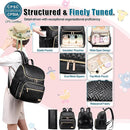 Weitars Diaper Bag Backpack Leather Baby Diaper Bag with Changing Pad Travel Diaper Backpack,Baby Bag for Mom,Stroller Straps,5 Insulated Pockets (Black Leather) by TinyTreasures Baby Boutique